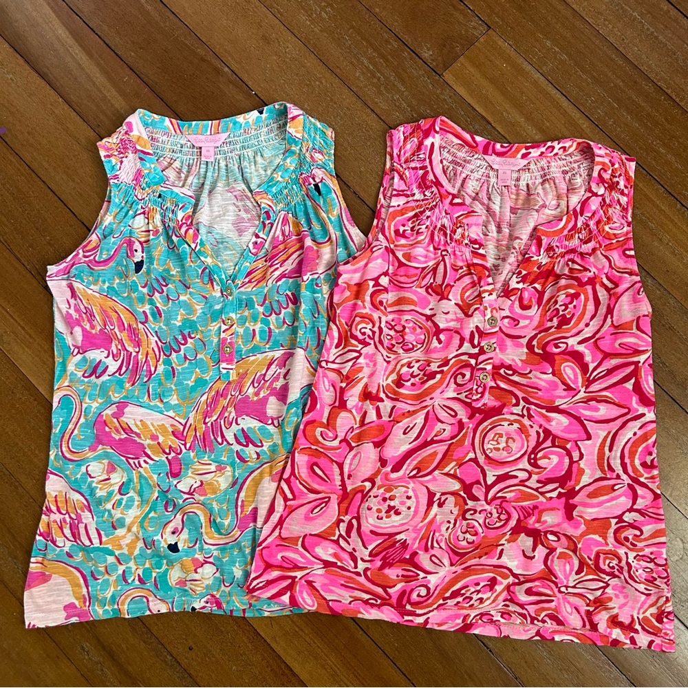 Lilly Pulitzer Two Sleeveless Printed Tank  Tops